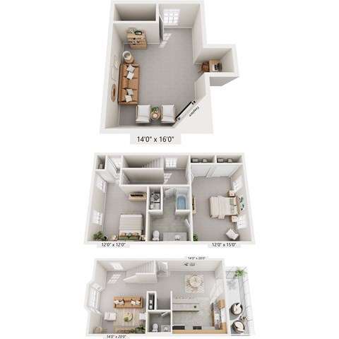 A set of four images showing different floor plans of a house.